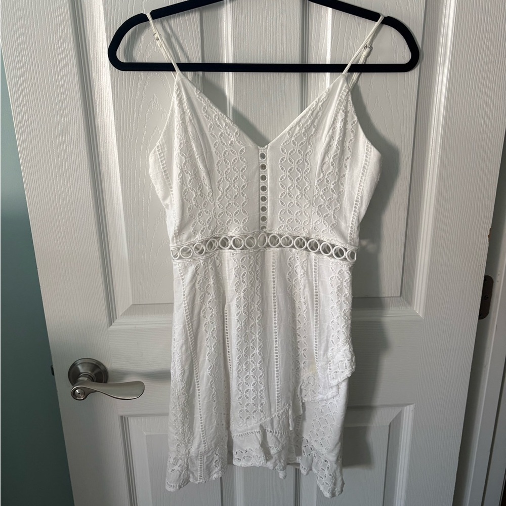 Blue Blush White Textured Sleeveless Top